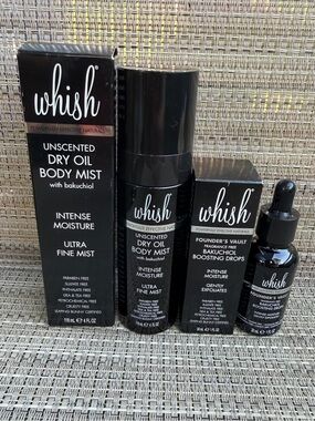 Whish Bakuchiol Skincare Bundle | Dry Oil Body Mist 4 oz + Boosting Drops 1 oz